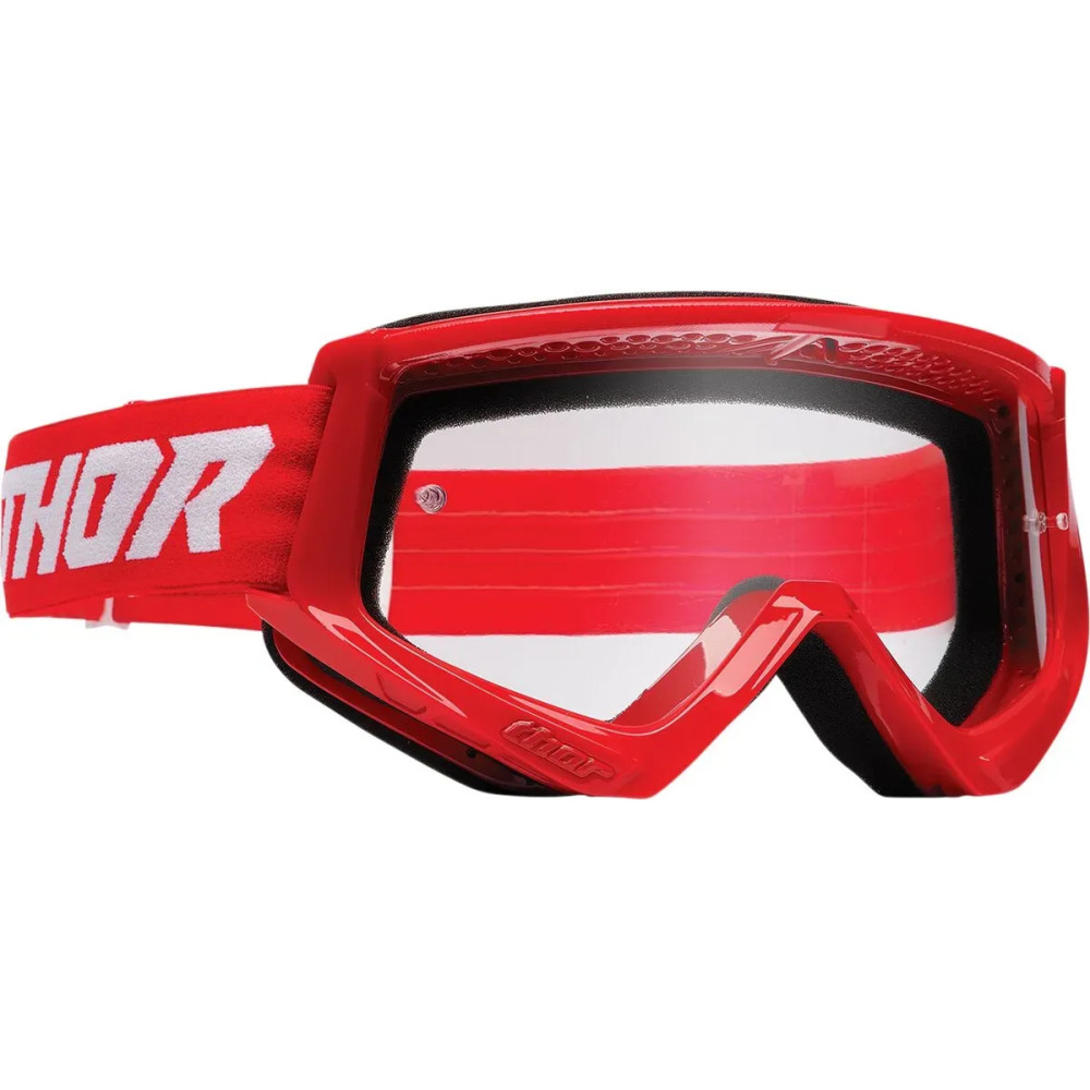 Combat Racer Goggle — One Size, Clear lens, Red, White