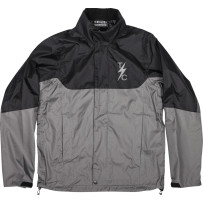 Mission Waterproof Rain Jacket — L, Hooded, Black/Gray