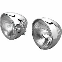 Custom 14.5 cm (5-3/4") Springer-Style Headlights — 55/60 W, Chrome
