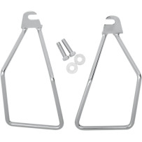 Chrome Saddlebag Support Brackets — Pair, chrome finish, left & right, single-bolt mount