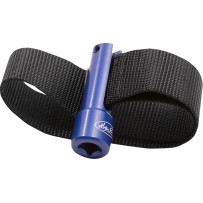 Oil Filter Strap Wrench V2 — 38 mm strap, max 125 mm (5\"), 3/8\" drive, Black, Blue