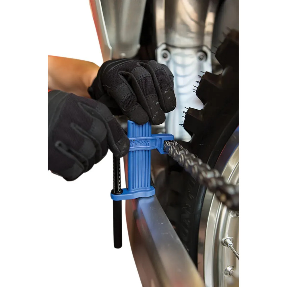 SlackSetter Pro™ Chain Slack Setting Tool — up to 75 mm, Blue anodized