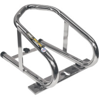 Wheel Chock for Corrugated Floors — 3.5" tire width, Chrome