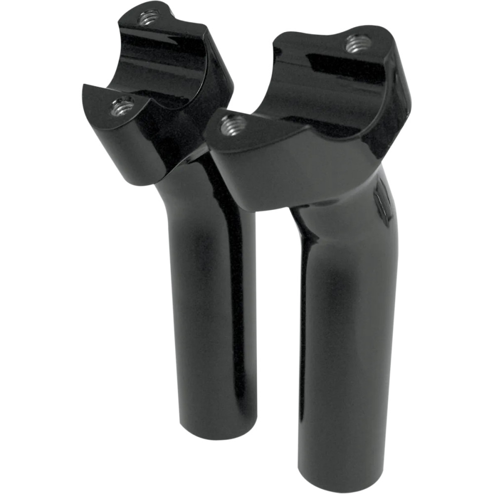 Buffalo Billet Aluminum Handlebar Risers — 5-1/2" rise, 1" clamp, 1" pullback, Black gloss