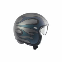 Vintage FR Helmet — M, Open-face, Blue matte, Smoke sun shield